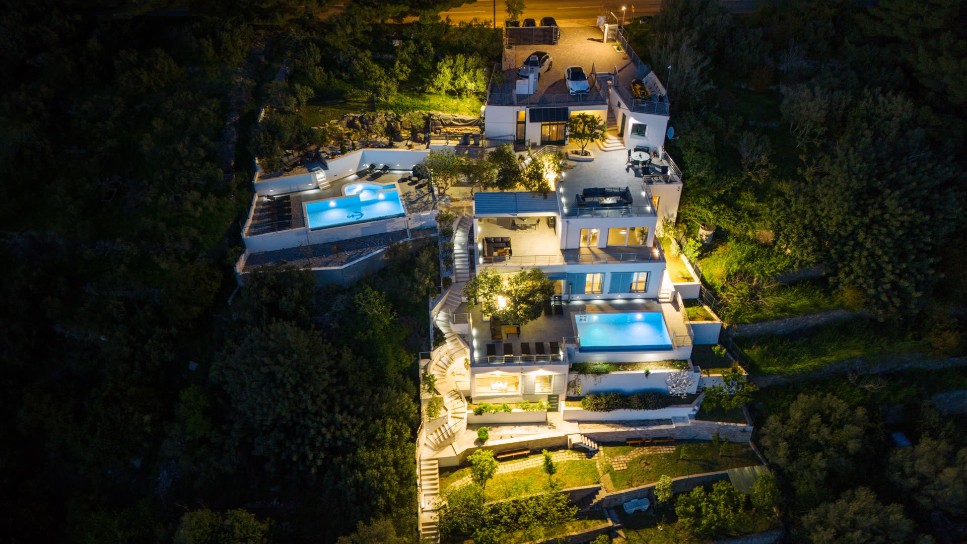 Villa Pape Podgora drone exterior view